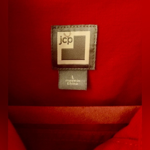 🎸JCP Beautiful Red Denim Jacket. 4 pockets size Large - Picture 4 of 5